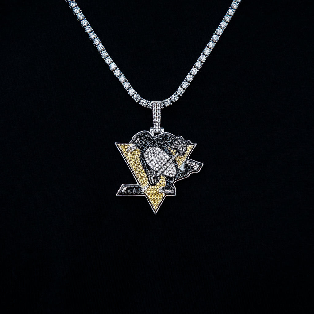 Pittsburgh Penguins Official NHL Logo Pendant in White Gold